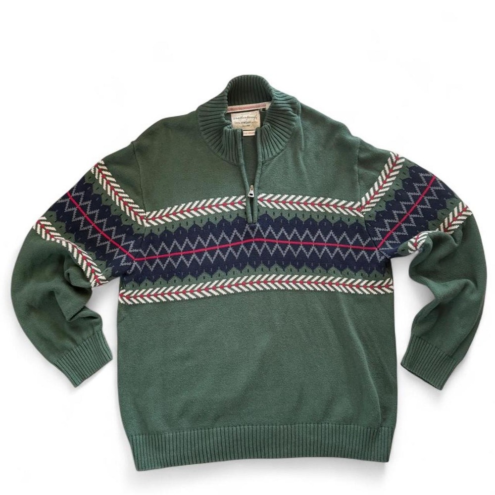 Weatherproof Vintage The Holiday Sweater Green Quarter Zip Size XXL